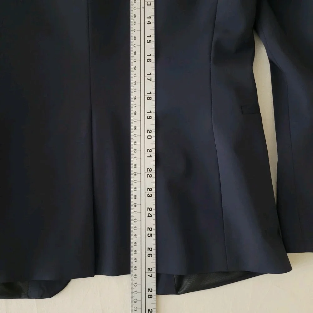 Zara Man Navy Blue Two Button Slim Fit Blazer Suit Jacket AW16 USA 38